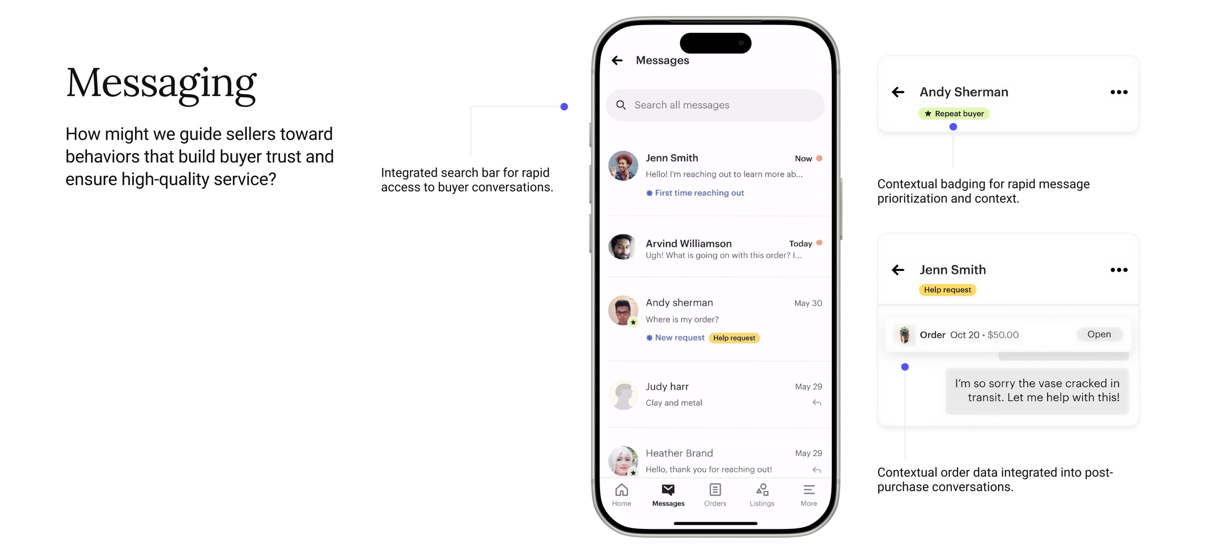 Messaging redesign — contextual conversation tools