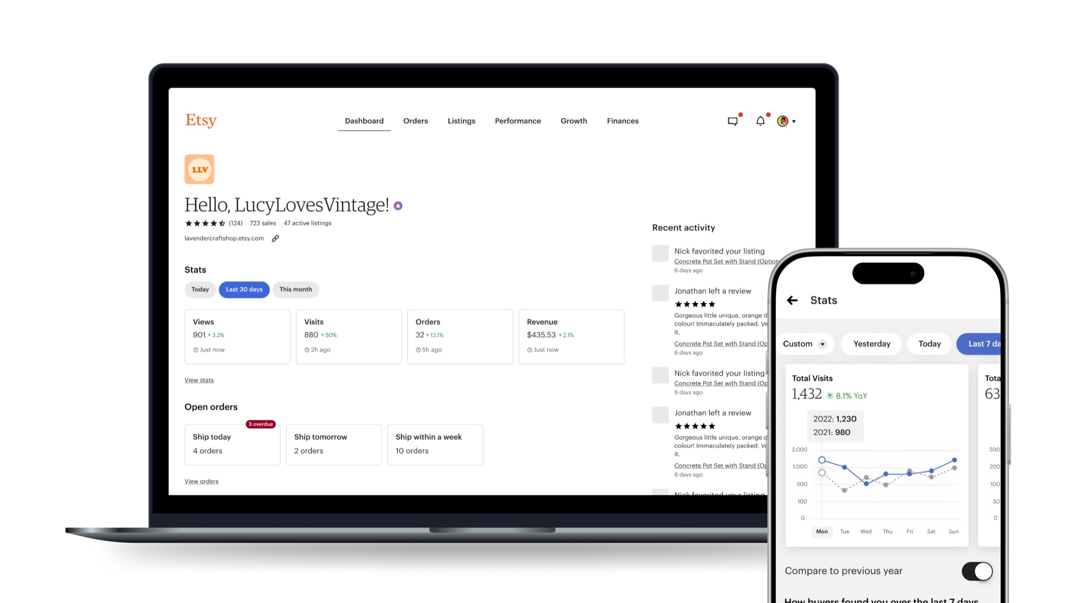 Redesigned Etsy Shop Manager and Etsy Seller App utilizing the new seller vision